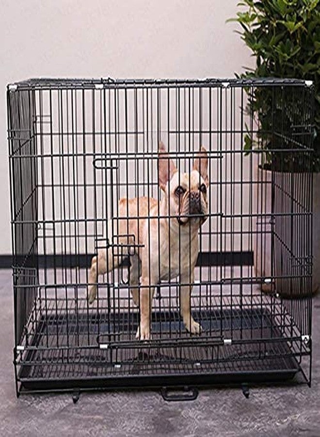 KittuPet Double Door Folding Metal Dog Cage with Paw Protector(Size :24 Inch) Black - Image 1